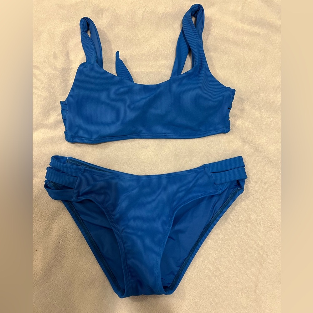 Becca swim ribbed blue bikini